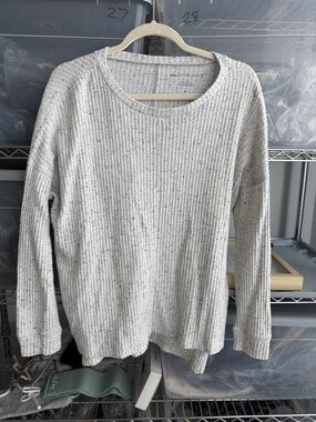 American Eagle Outfitters Light Heather Gray Ribbed Crewneck Sweater